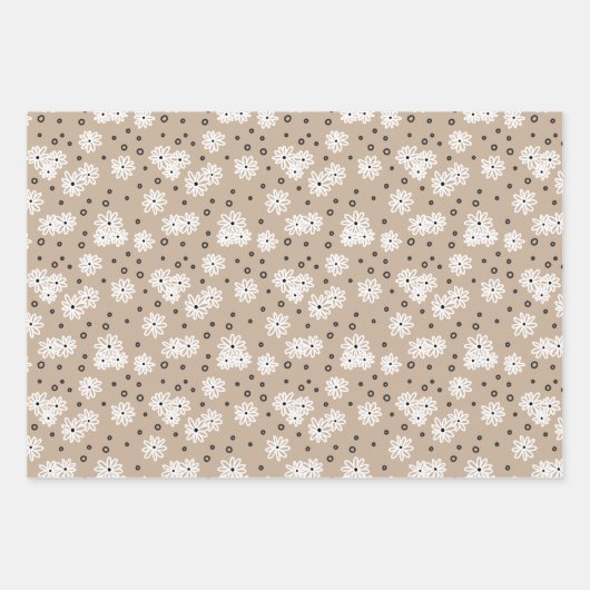 Dagen en Stippen - Taupe, zwart en wit Inpakpapier Vel (Voorkant 2)