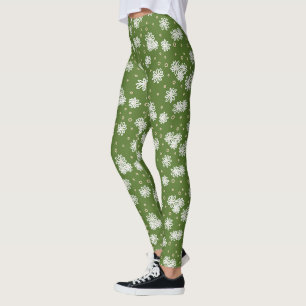 Dagen en Stippen - Wit, Zand en Palm Groen Leggings