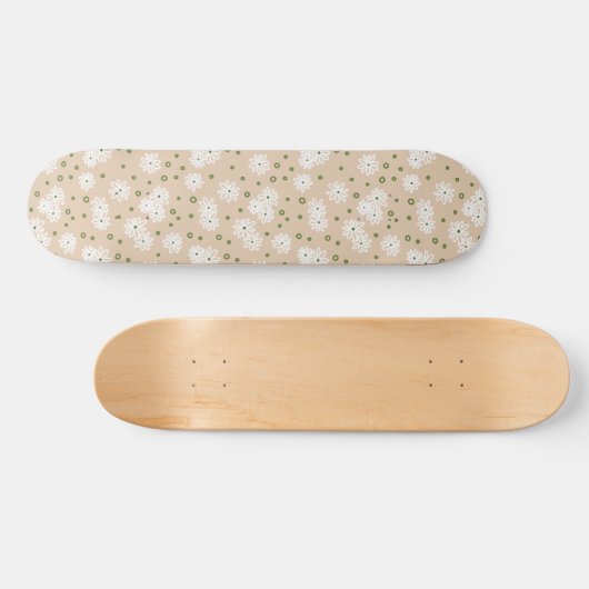 Dagen en Stippen - Wit, Zand en Palm Groen Skateboard (Horizontaal)