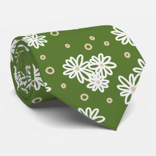 Dagen en Stippen - Wit, Zand en Palm Groen Stropdas