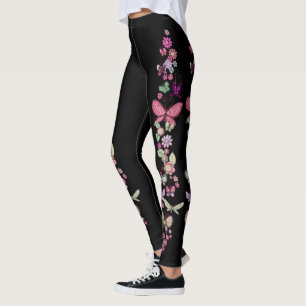 Dagen en vlinders, plakband, Floral afdrukken Leggings