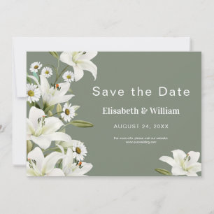 Dagen en witte gelilies save the date