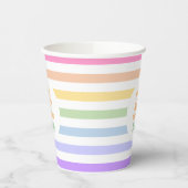 Dagen in witte cirkel pastelregenboogstripes papieren bekers (Links)