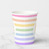 Dagen in witte cirkel pastelregenboogstripes papieren bekers (Rechts)
