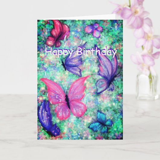 Dagen Kaart Colorful Butterflies vliegen (Orchidee)
