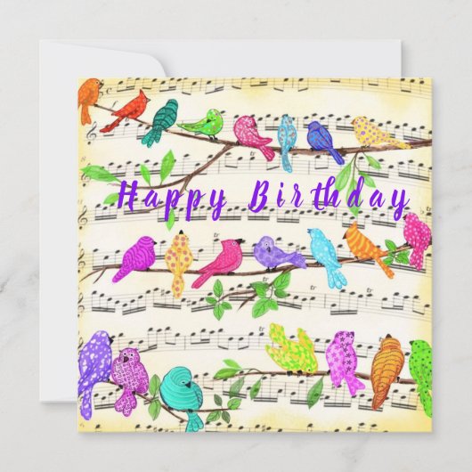 Dagen Kaart Colorful Musical Birds - Spring (Voorkant)