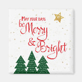 Dagen Merry Bright Rustic Trees Gold Star Magneet (Voorkant)