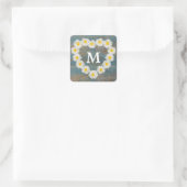  Dagen Monogram Rustic Blue Wood Vierkante Sticker (Tas)