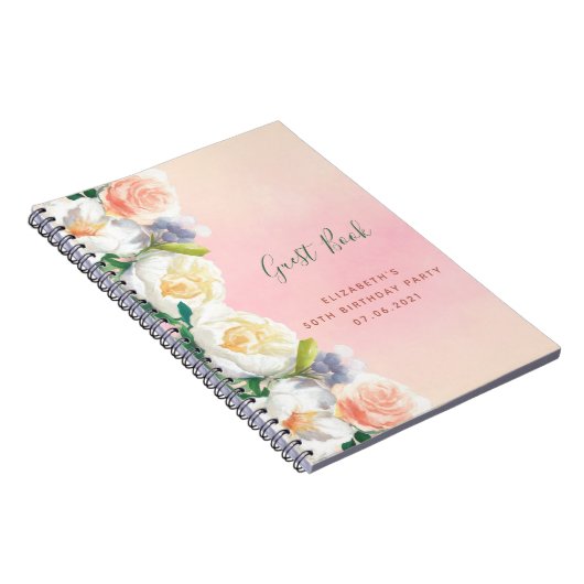 Dagen roos goudfloralen wit Guest Book Notitieboek (Rechterzijde)