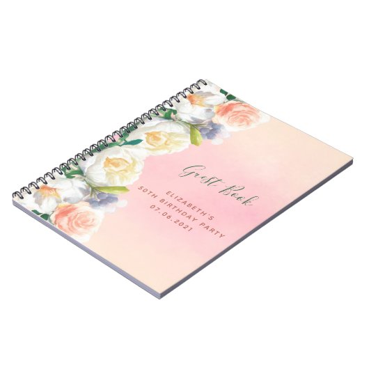 Dagen roos goudfloralen wit Guest Book Notitieboek (Linkerzijde)