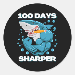 Dagen Sharper Shark plezier 100 dagen van school Ronde Sticker