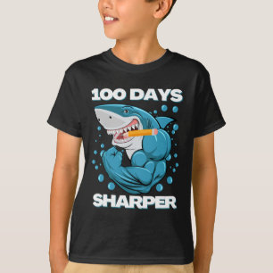 Dagen Sharper Shark plezier 100 dagen van school T-shirt