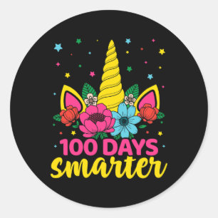 Dagen Slimmere Eenhoorn Meisjes 100ste Dag van Sch Ronde Sticker