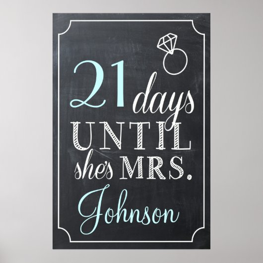 Dagen tot ze Mrs Shower Chalkboard is Poster (Voorkant)