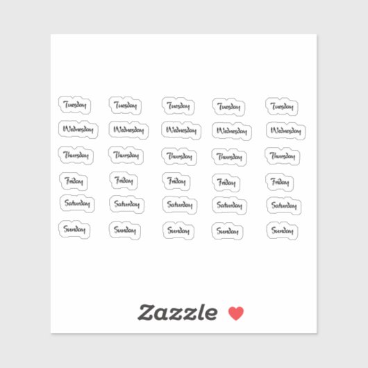 Dagen van de Week Borstel Brief Stickers (Vel)