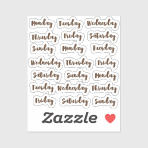 Dagen van de week borstel cursief sticker