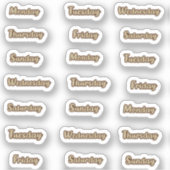 Dagen van de week cursief sticker (Voorkant)