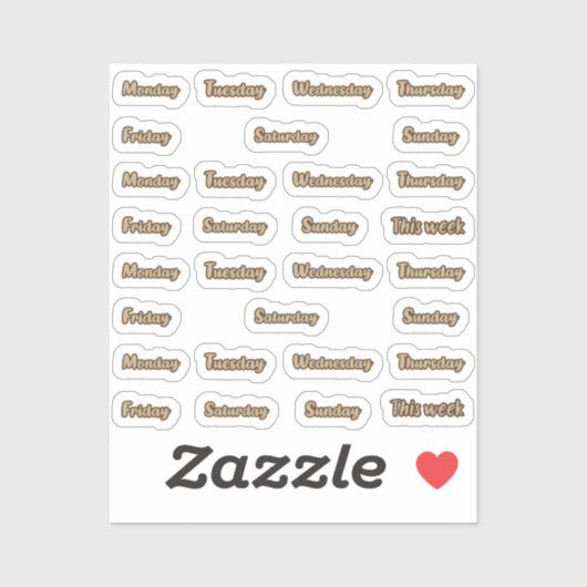 Dagen van de week cursief sticker (Vel)