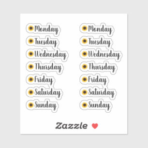 Dagen van de Week Gele Zonnebloem Planner Stickers