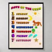 Dagen van de week leren poster (Voorkant)