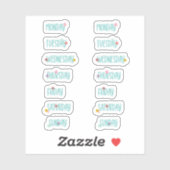 Dagen van de Week Leuk Bloemen Groen Handschrift Sticker (Vel)