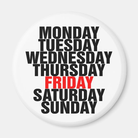 Dagen van de week magneet (Voorkant)