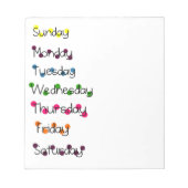 Dagen van de week notitieblok (Voorkant)