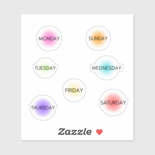 Dagen van de Week Planner Sticker Gradient (Vel)