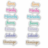 Dagen van de week Spaans Custom Stickers (Voorkant)