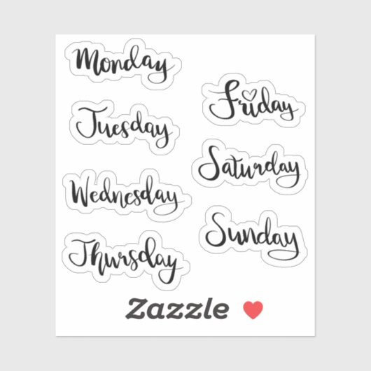 Dagen van de week sticker (Vel)