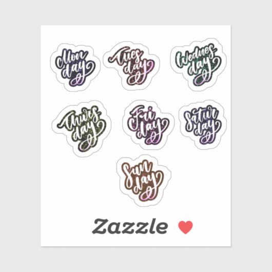 Dagen van de week sticker (Vel)