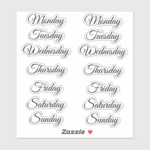 Dagen van de Week Stickers voor Scrapbook & Planne
