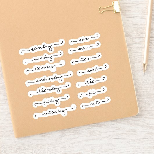 Dagen van de weekblad sticker planner (Notitieboek)