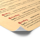 DAGEN VAN DE WEEKCORRESPONDENTIES POSTER (Hoek)