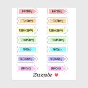 Dagen van het weekdeeg van de Rainbow Planner Sticker