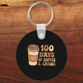 Dagen van Koffie en Chaos - 100e dag schoolleraar Sleutelhanger (Voorkant)