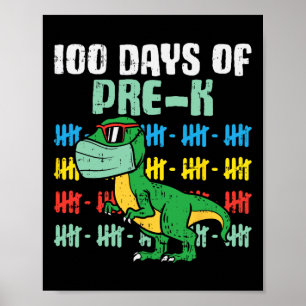 Dagen van Pre-K Trex dinosaurus in masker Quaranti Poster