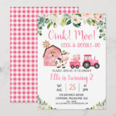 Dagen van roze dieren en boerderijdieren kaart (Voorkant / Achterkant)