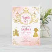 Dagen van roze en gouden prinses kaart (Staand voorkant)