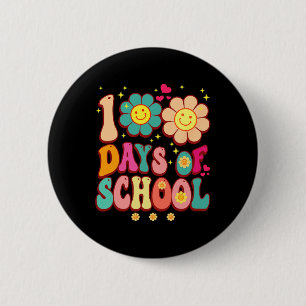 Dagen van School Groovy Retro 100th Day Teacher Sc Ronde Button 5,7 Cm