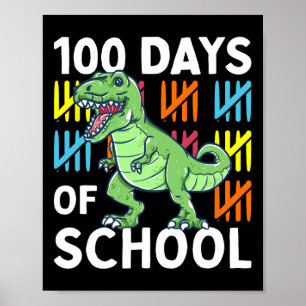 Dagen van School Jongens Dinosaurus 100e Dag Dino Poster