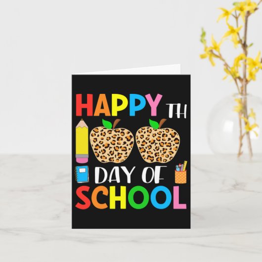 Dagen van School Leopard Print Leraar en Student 1 Kaart (Gele Bloem)