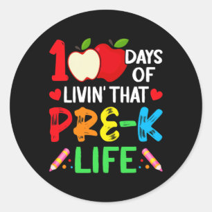 Dagen van School Pre-K Life Teacher Student Ronde Sticker