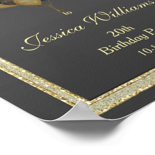 Dagen van zondag in zee, zwart, glitter en ballonn poster (Hoek)