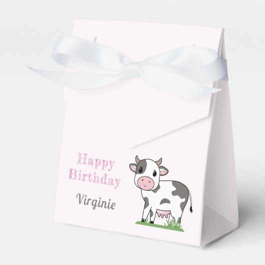Dagen voor vogels met een Cute Koe Bedankdoosjes (Voorkant Zijde)