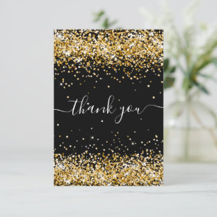 Dagen zwart goud glitter stof bedankt