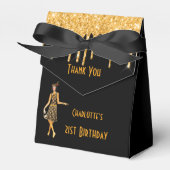 Dagen zwart goud van 1920-kunst deco glitter bedankdoosjes (Voorkant Zijde)