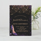 Dagen zwarte paarse goudglitsstof kaart (Staand voorkant)