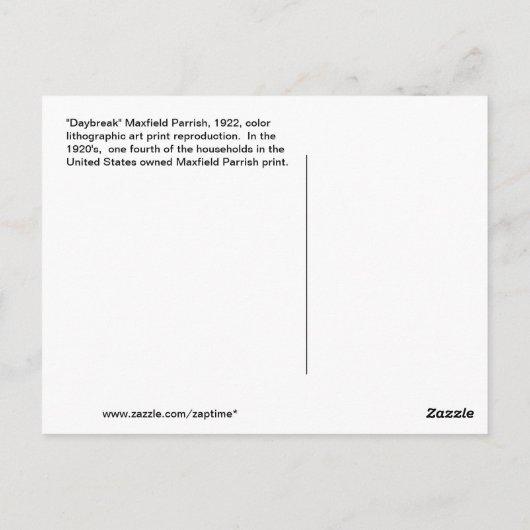 Dageraad Maxfield Parrish Briefkaart (Achterkant)