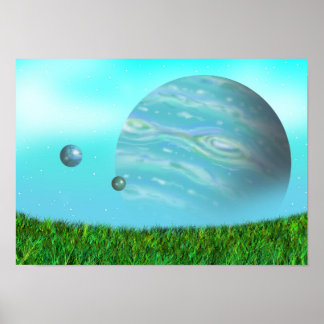 Dageraad van een onbekende planeet. poster